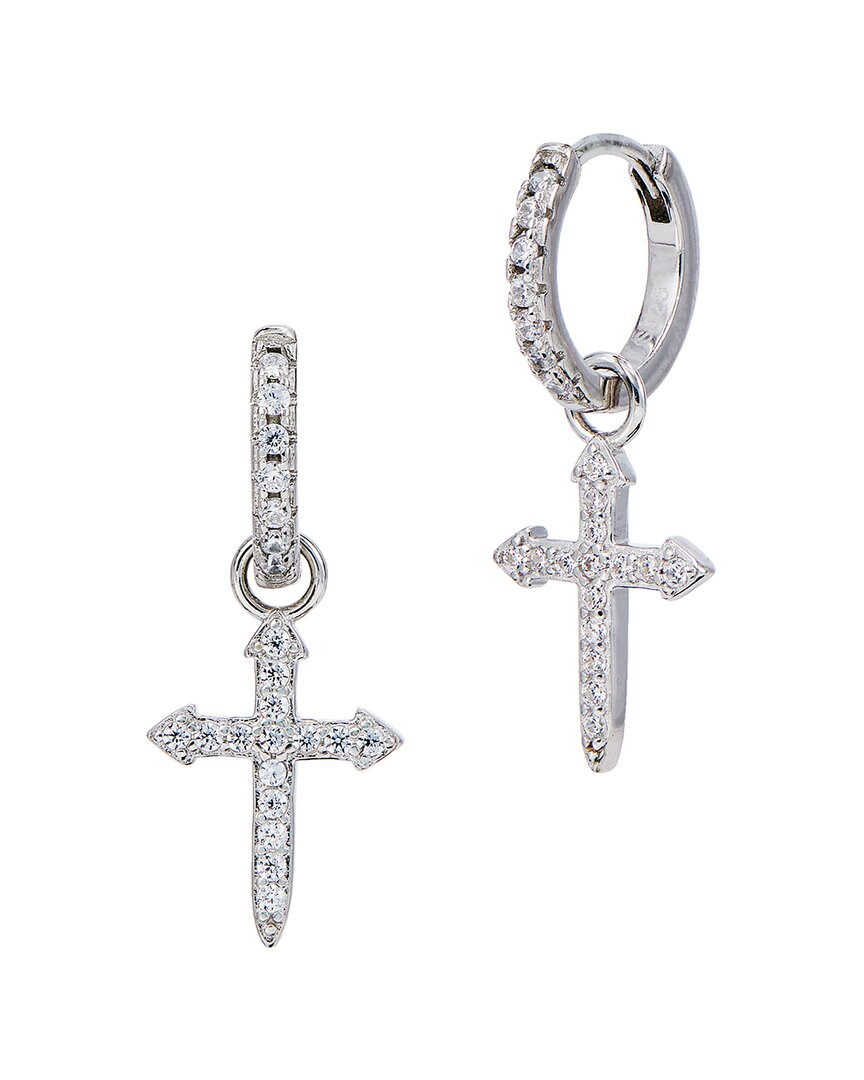 Savvy Cie Silver Cross Dangle Earrings