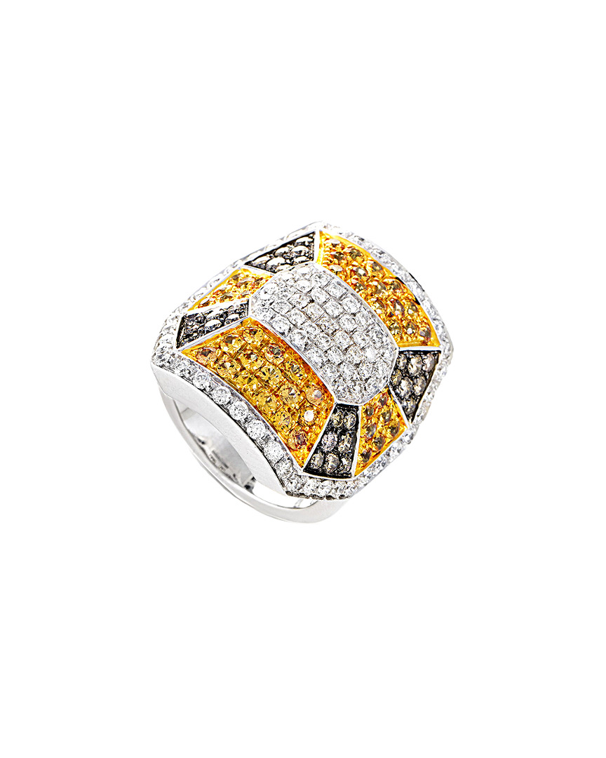Heritage Öro Trend Oro Trend 18k Two-tone 3.63 Ct. Tw. Diamond & Sapphire Ring (authentic Pre- Owned)