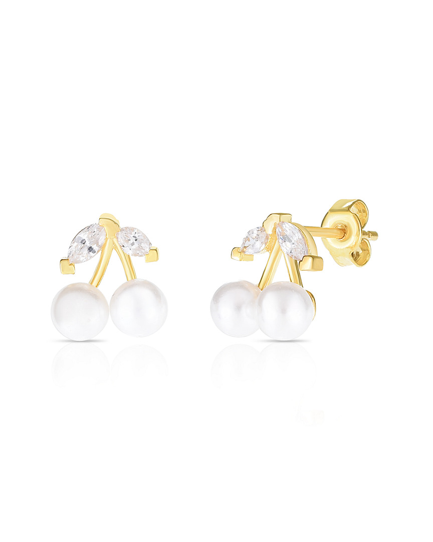 Sphera Milano Gold Over Silver 3mm Pearl Cherry Studs