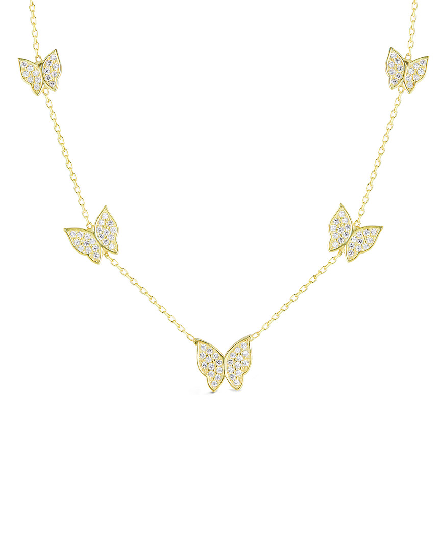 Sphera Milano Gold Over Silver Graduated Butterfly Charm Necklace