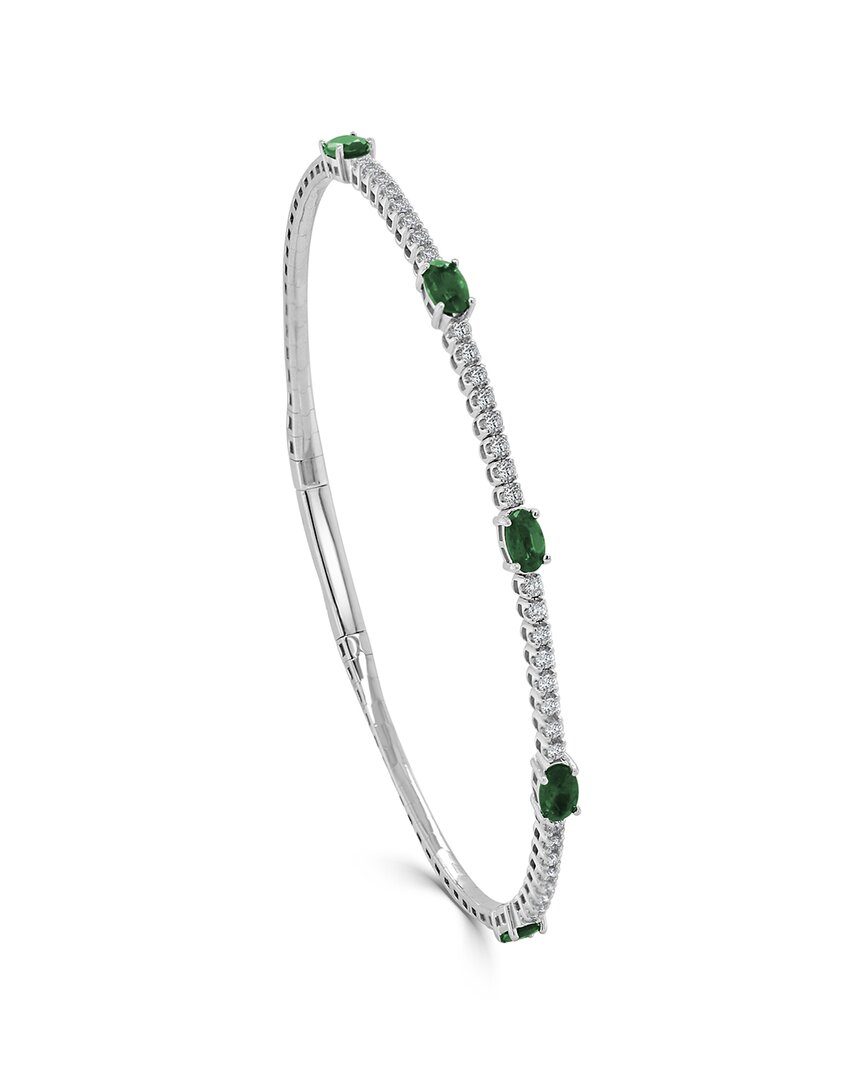 Sabrina Designs 14k 1.53 Ct. Tw. Diamond & Emerald Station Bangle Bracelet