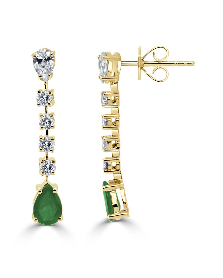 Sabrina Designs 14k 1.43 Ct. Tw. Diamond & Emerald Drop Earrings In Green