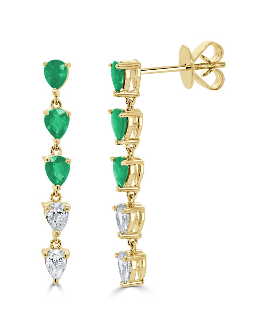 Sabrina Designs 14k 1.40 Ct. Tw. Diamond & Emerald Drop Earrings
