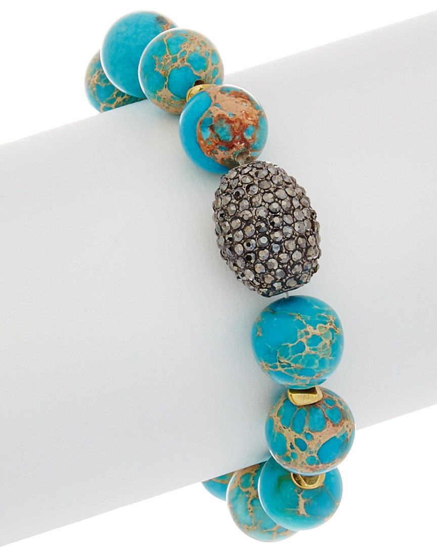 Rachel Reinhardt Turquoise & Crystal Stretch Bracelet