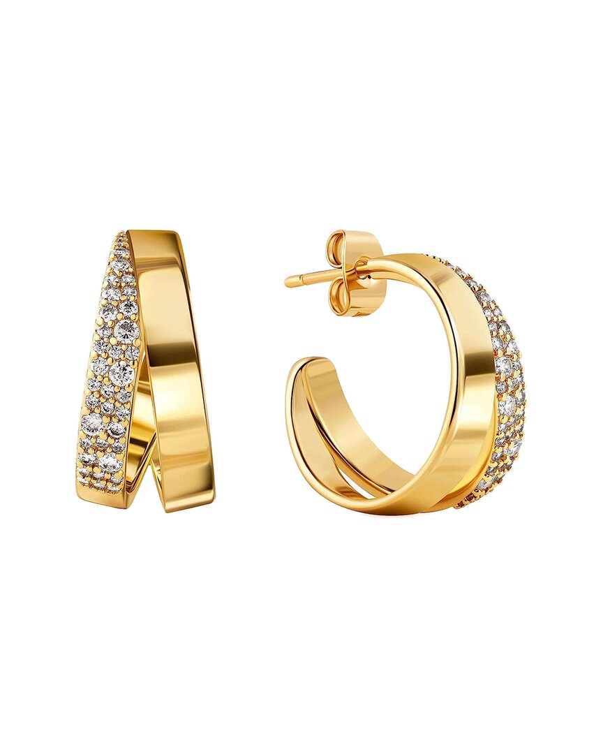 Liv Oliver 18k Plated Cz Layered Mini Hoops In Gold