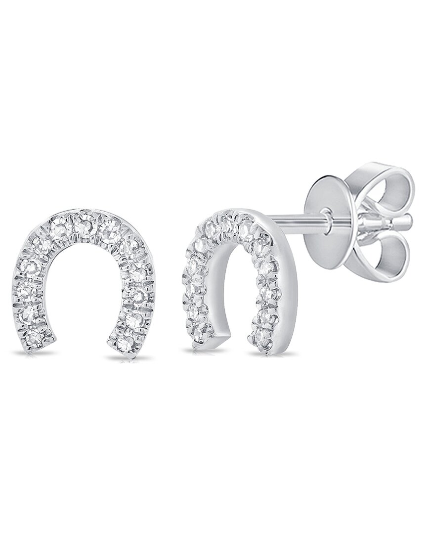 Sabrina Designs 14k 0.06 Ct. Tw. Diamond Stud Horse Shoe Earrings In Silver