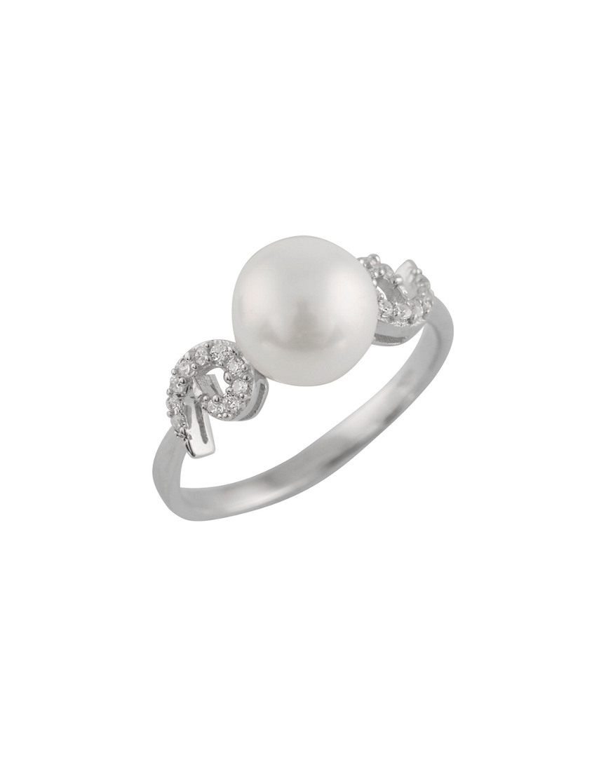 Splendid Pearls Rhodium Over Silver 8-9mm Pearl Ring