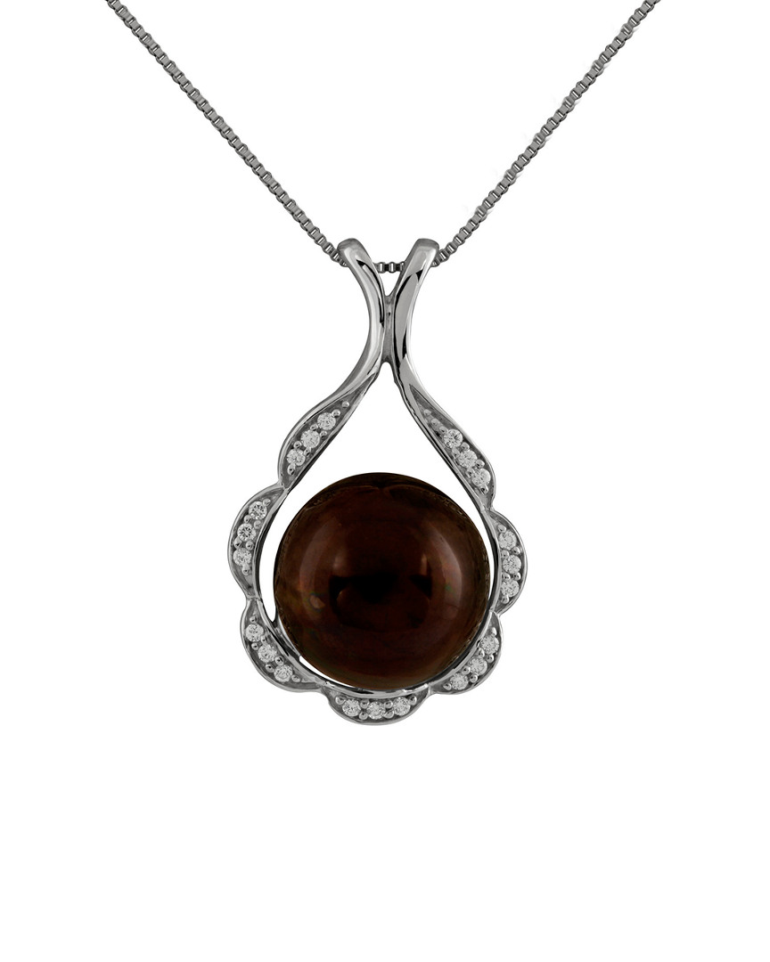 Splendid Pearls Rhodium Over Silver 12-13mm Pearl Mabe Pendant Necklace