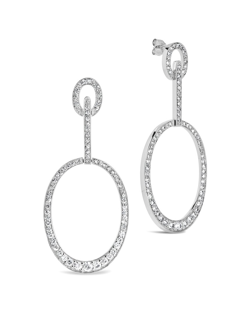 Sterling Forever Tory Cz Oval Drop Earrings In Silver