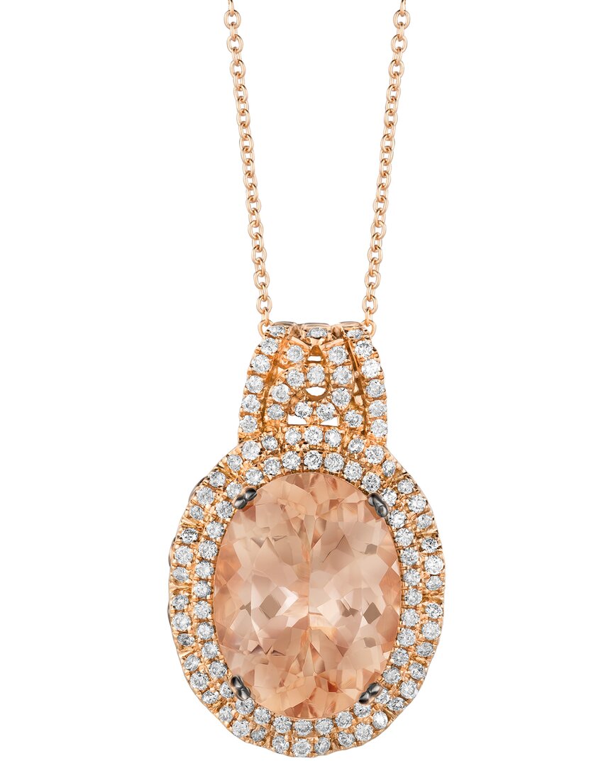 Le Vian Couture 18k Strawberry Gold 7.78 Ct. Tw. Diamond & Morganite Pendant Necklace