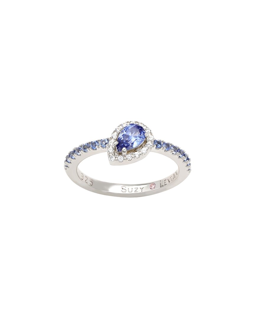 Shop Suzy Levian Silver 0.02 Ct. Tw. Diamond & Gemstone Ring