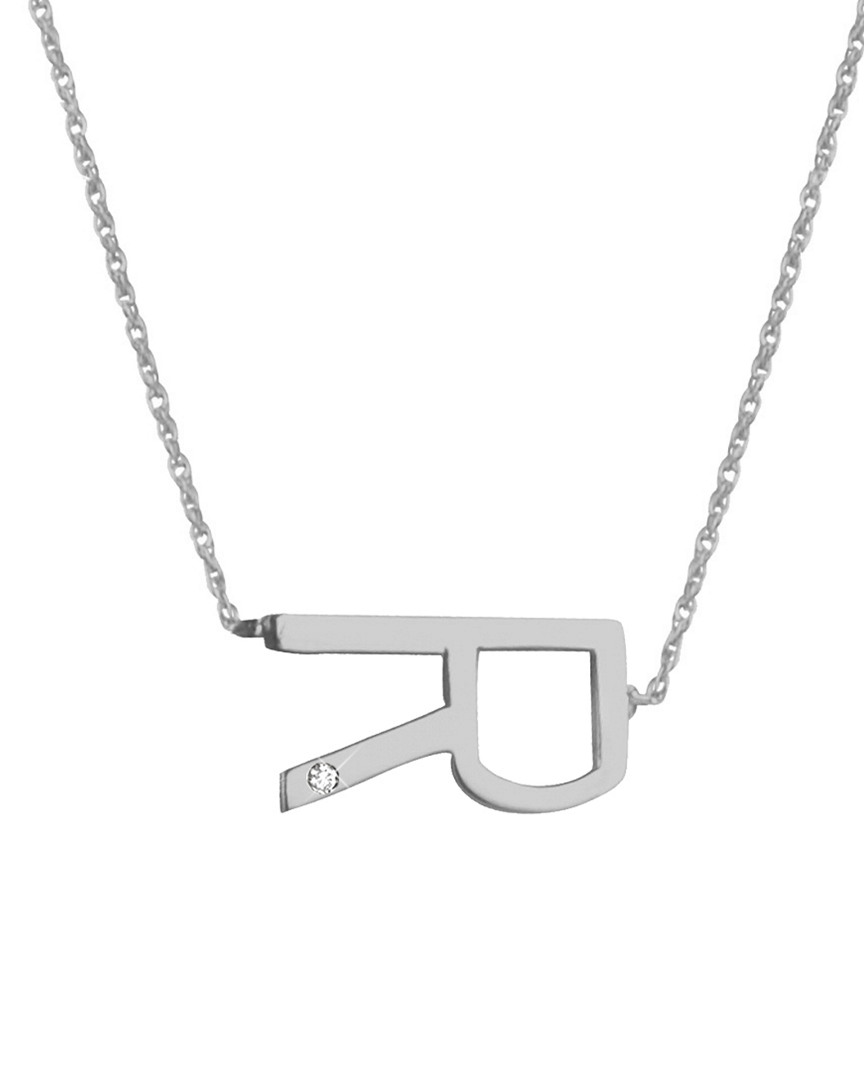 Jane Basch Silver Diamond Sideways Initial Necklace (a-z) In Gray