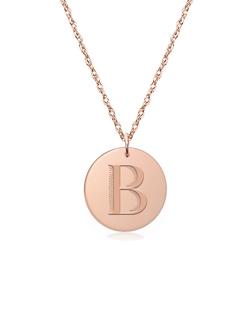 Shop Jane Basch Dnu 0 Units Sold  14k Rose Gold Engraved Initial Disc Necklace (a-z) In Multicolor