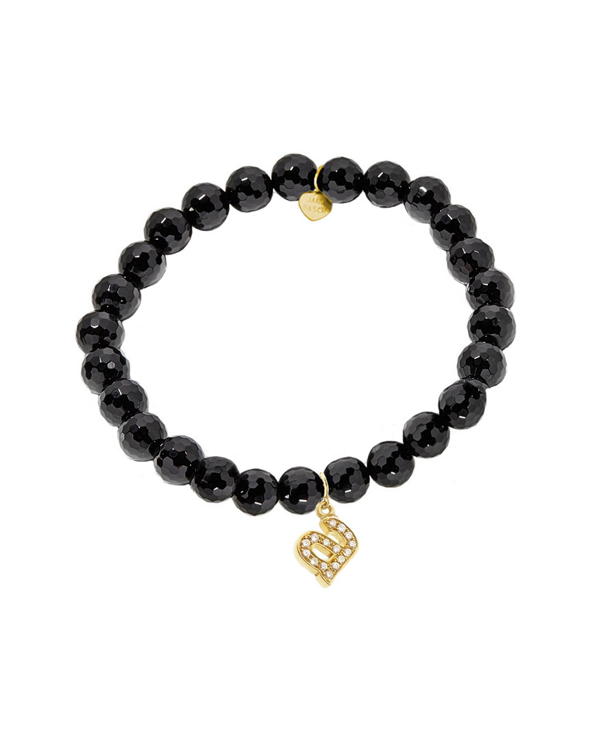 JANE BASCH JANE BASCH 14K DIAMOND & ONYX INITIAL STRETCH BRACELET (A-Z)