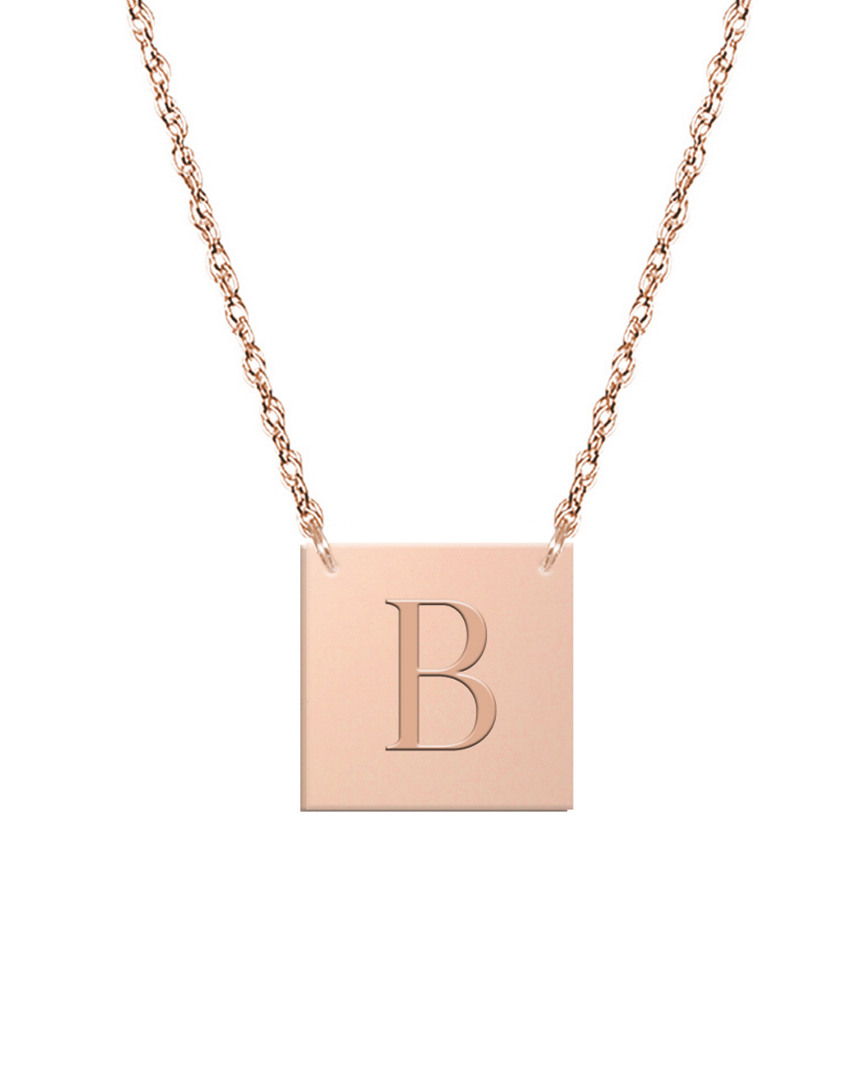 Shop Jane Basch Dnu 0 Units Sold  14k Rose Gold Block Initial Square Necklace (a-z) In Multicolor