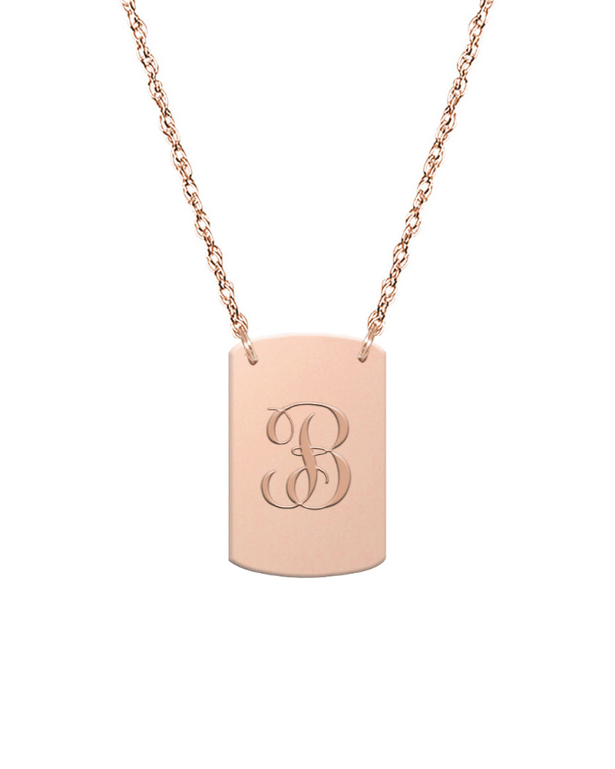 Shop Jane Basch Dnu 0 Units Sold  14k Rose Gold Script Initial Dog Tag Necklace (a-z) In Multicolor
