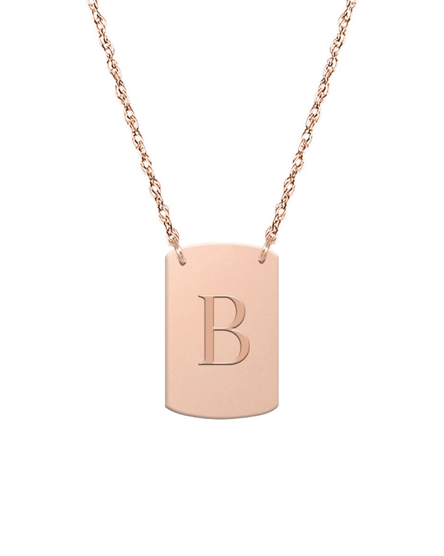 Shop Jane Basch Dnu 0 Units Sold  14k Rose Gold Block Initial Dog Tag Necklace (a-z) In Multicolor