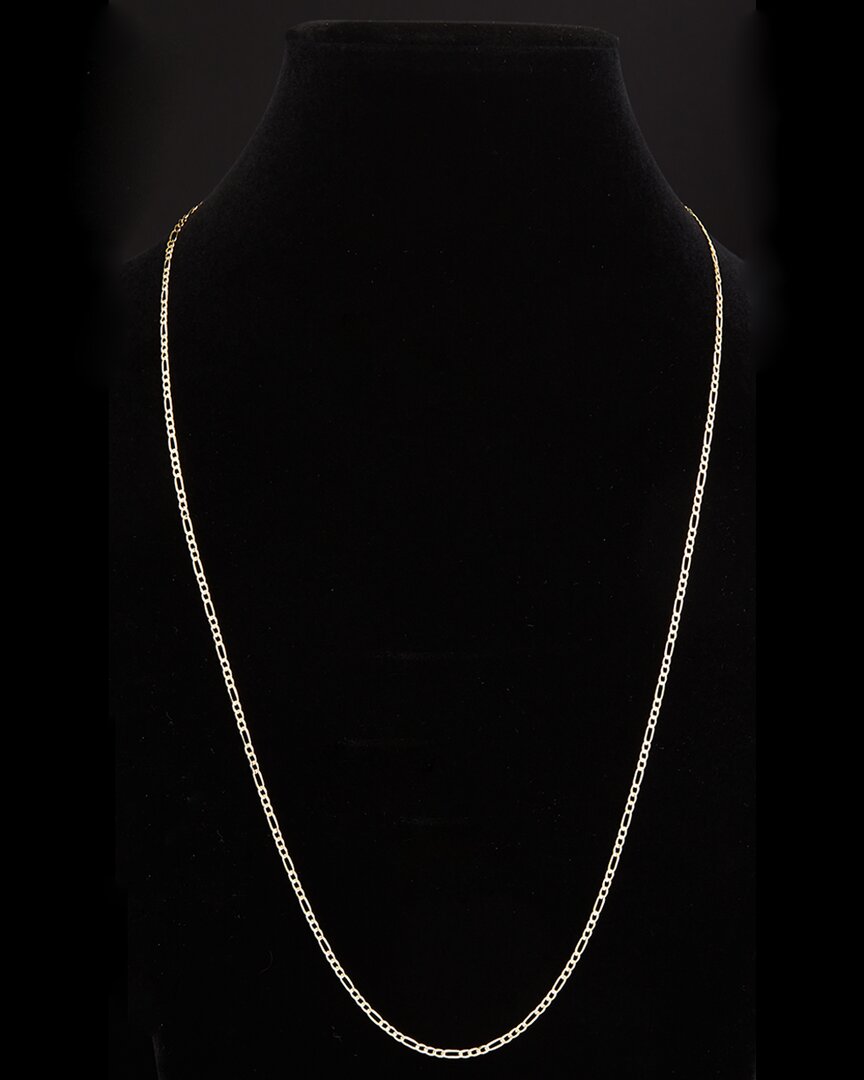Italian Gold 14k Figaro Link Chain Necklace In Black