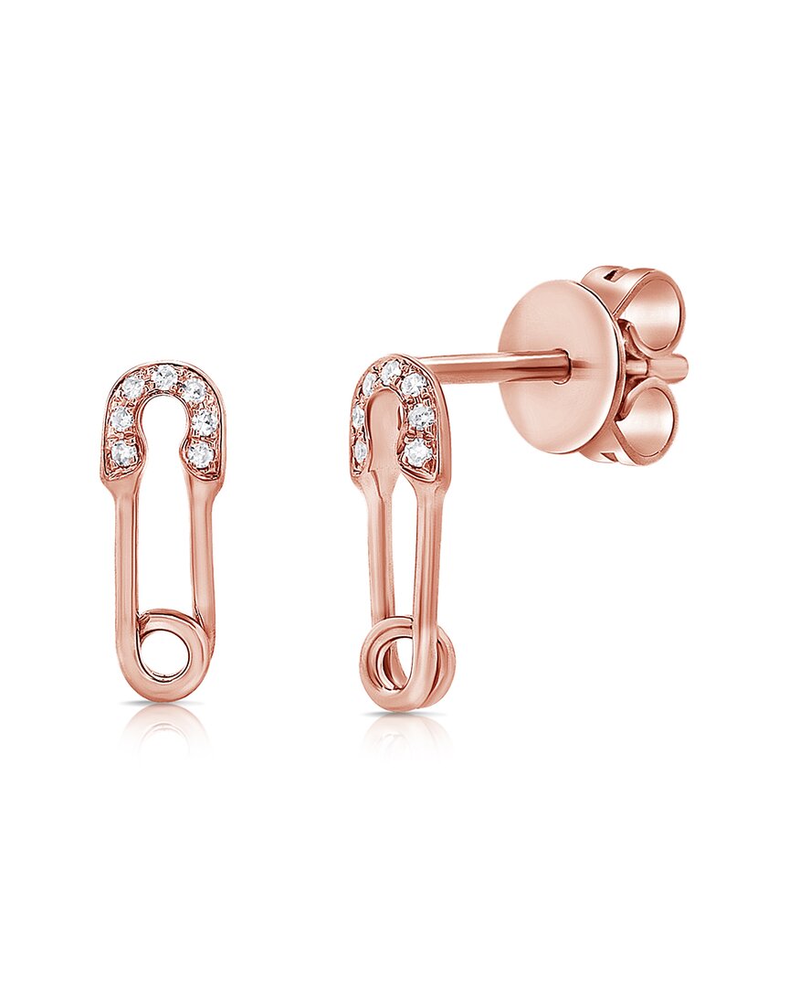 Shop Sabrina Designs 14k Rose Gold 0.03 Ct. Tw. Diamond Safety Pin Earrings
