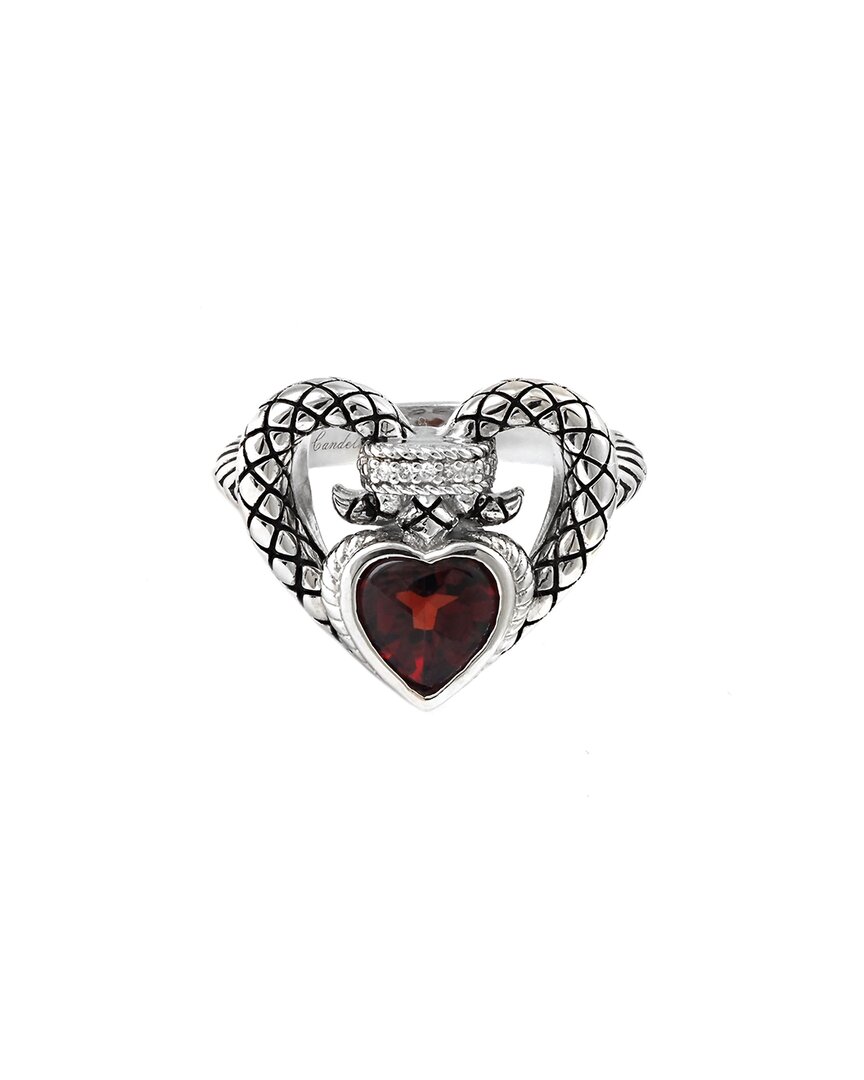 Andrea Candela Amante Silver 1.56 Ct. Tw. Diamond & Garnet Ring