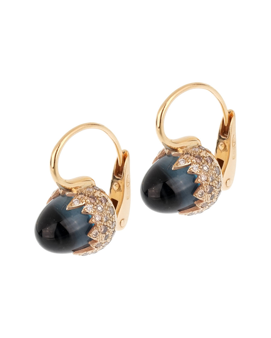 Image of Pomellato K Rose Gold . ct. tw. Diamond & Blue Topaz Earrings