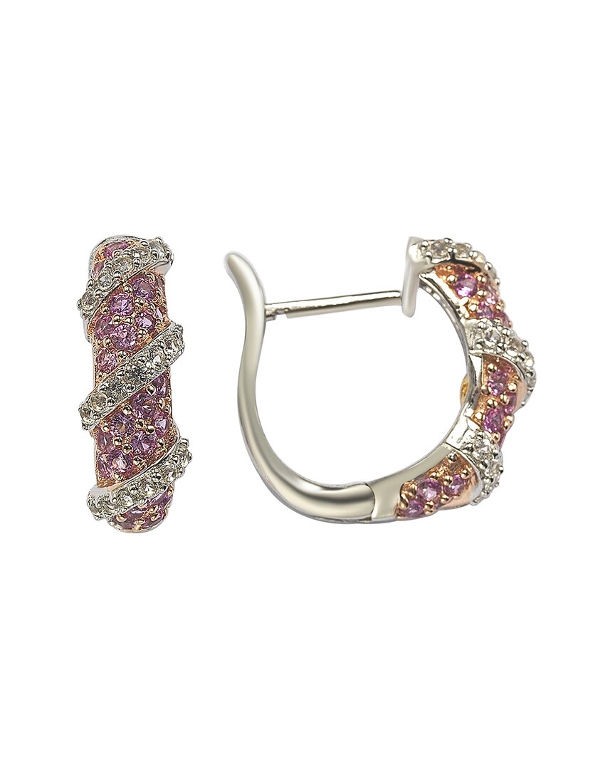 Suzy Levian Silver 0.02 Ct. Tw. Diamond & Sapphire Earrings