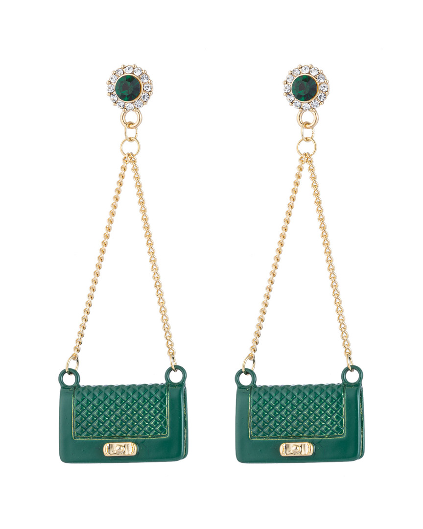 Shop Eye Candy La Luxe Collection Green Purse Cubic Zirconia Crystal Drop Earrings