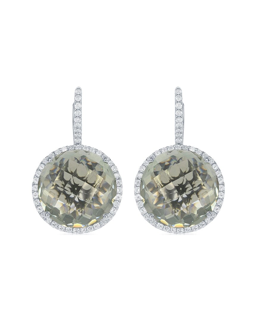 Diana M. Fine Jewelry 18K 27.20 ct. tw. Diamond & Green Topaz Halo Earrings
