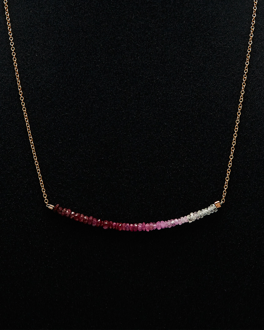 Meira T 14k Rose Ruby Bead Gemstone Necklace