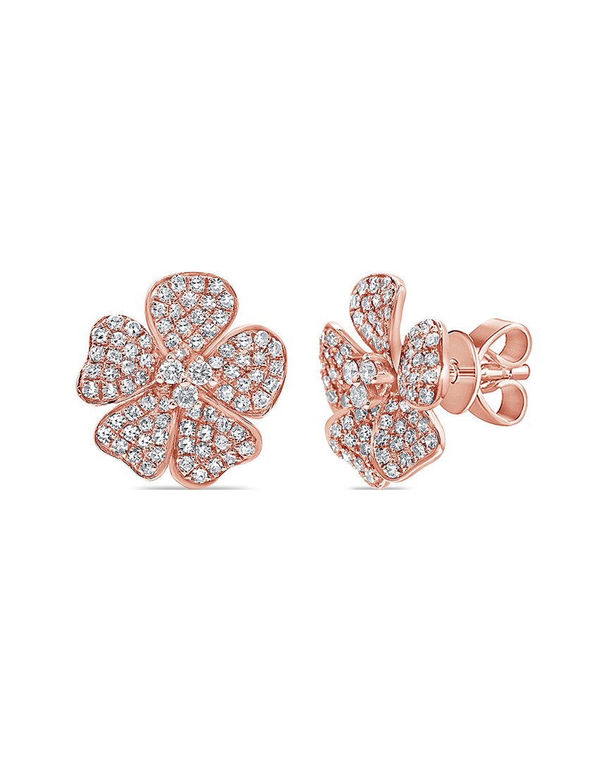 Sabrina Designs 14k Rose Gold 0.57 Ct. Tw. Diamond Flower Earrings In Multi