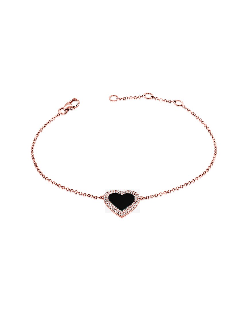 Sabrina Designs 14k Rose Gold 0.16 Ct. Tw. Diamond Heart Bracelet In Metallic