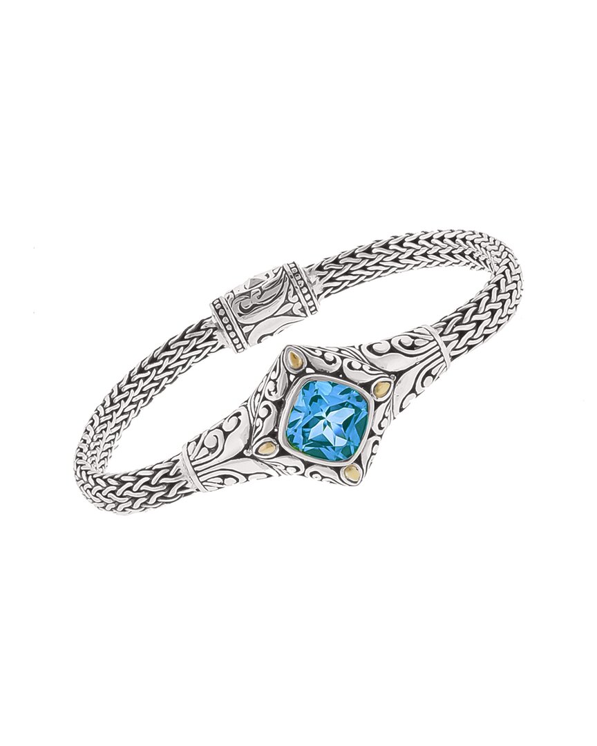 Image of Phillip Gavriel Woven K & Silver . ct. tw. Sky Blue Topaz Byzantine Bracelet