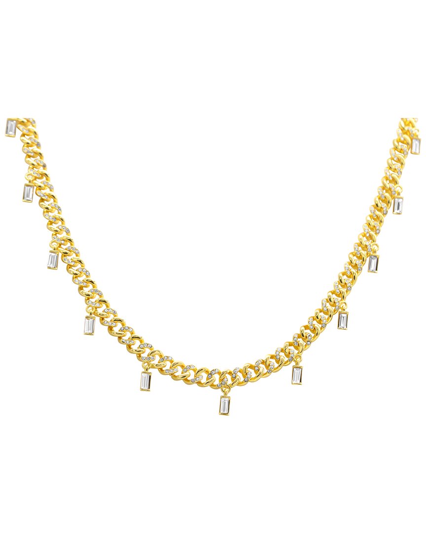 Adornia Curb Chain Baguette Dangle Adjustable Choker Necklace Gold