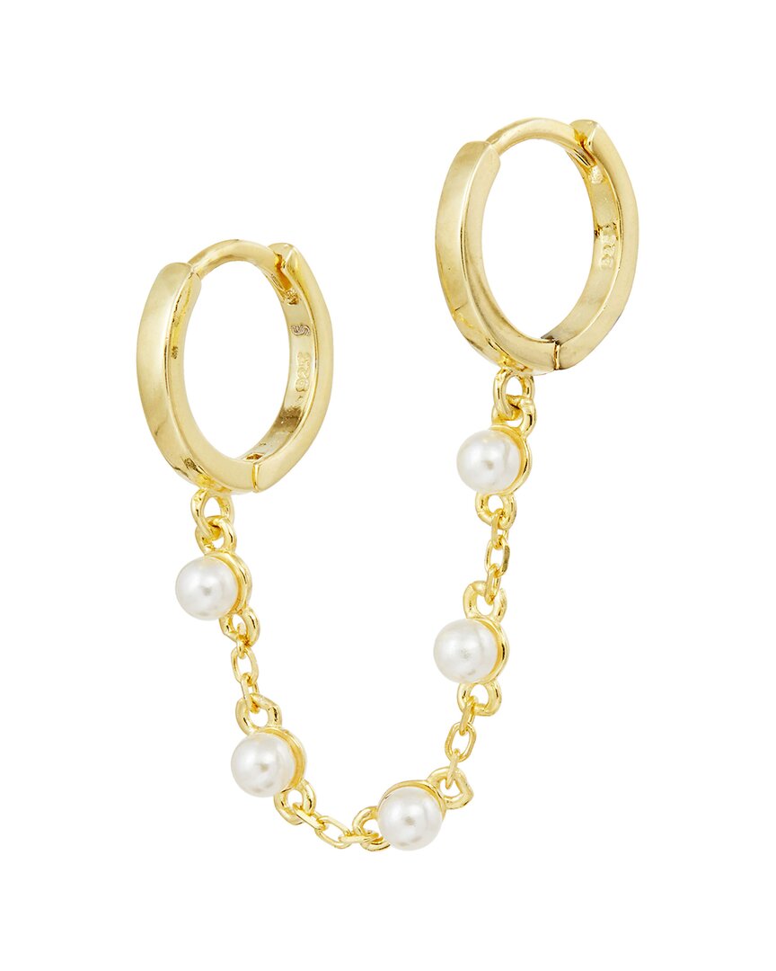 Savvy Cie 18k Over Silver 2mmmm Pearl Earrings In Gold