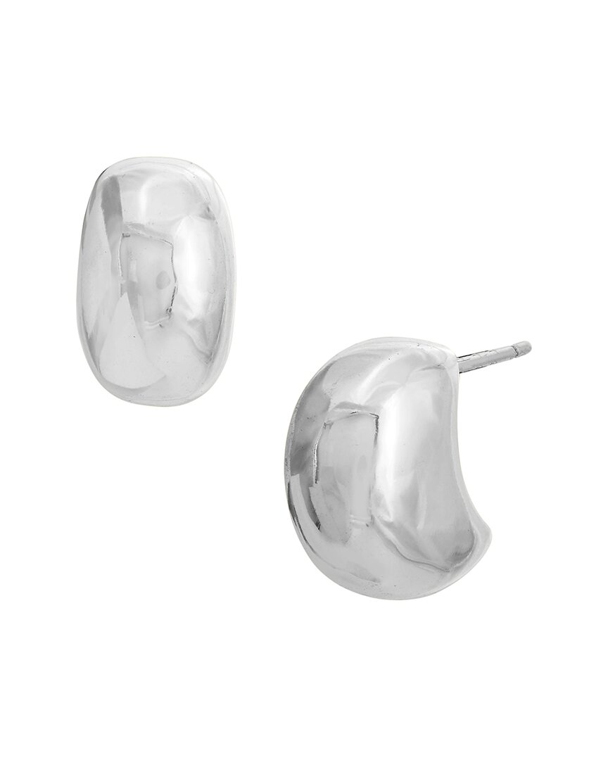 Savvy Cie Silver Plated Button Studs In Metallic