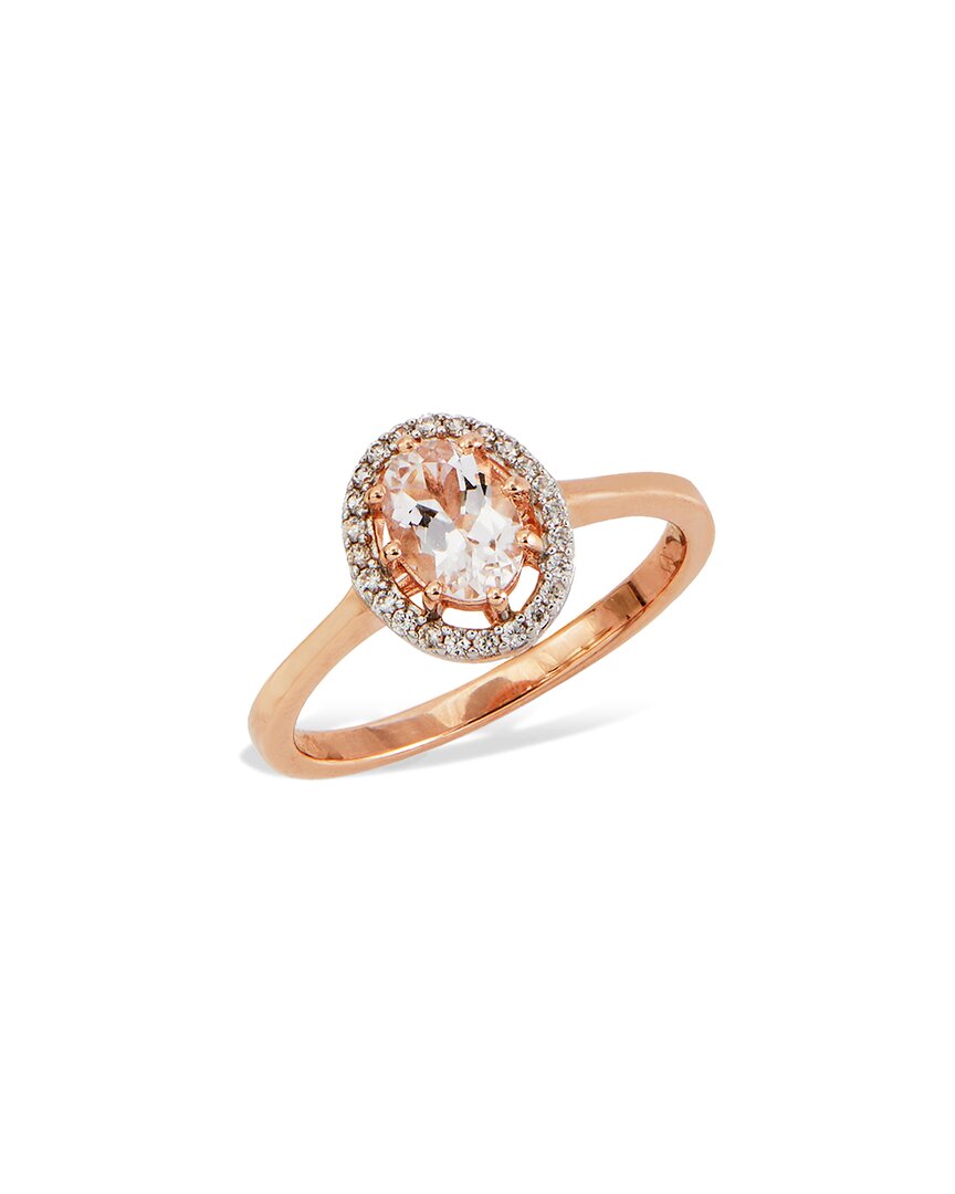 Savvy Cie 18k Rose Gold Over Silver Morganite Cz Ring