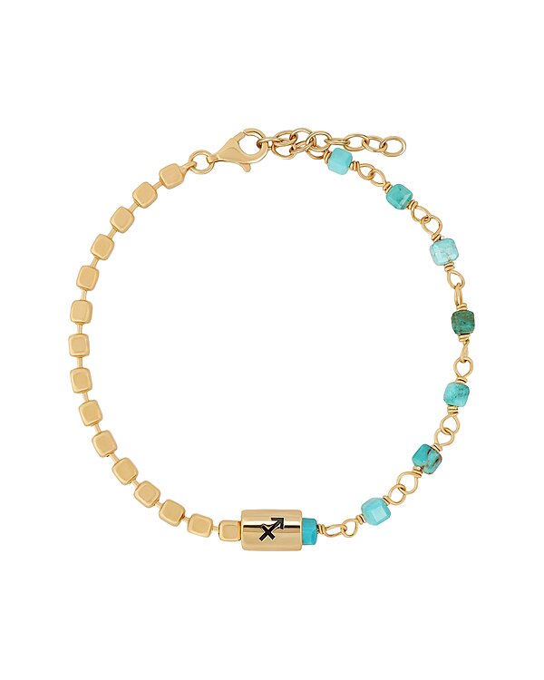 Karma and Luck Zodiac Plated Turquoise Beaded Bracelet