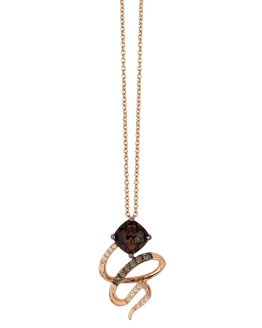 Le Vian ® 14k Rose Gold 0.89 Ct. Tw. Diamond & Smoky Quartz Pendant Necklace