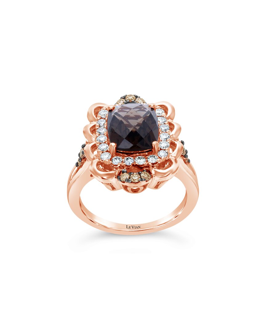 Le Vian ® 14k Rose Gold 3.22 Ct. Tw. Diamond & Smoky Quartz Ring