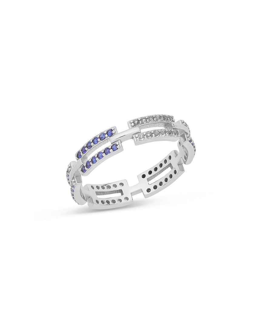 Sterling Forever Sterling Silver Sapphire Ombre Cz Linked Ring