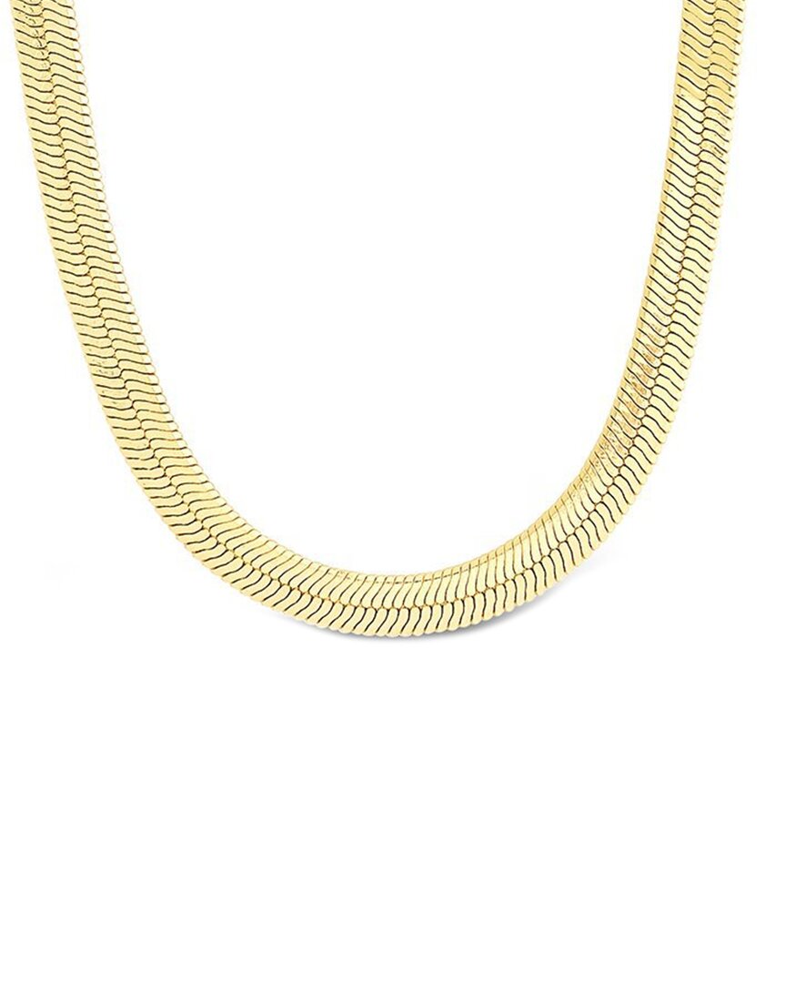 Sterling Forever 14k Plated 10mm Pearl Pamela Stationed Herringbone Necklace