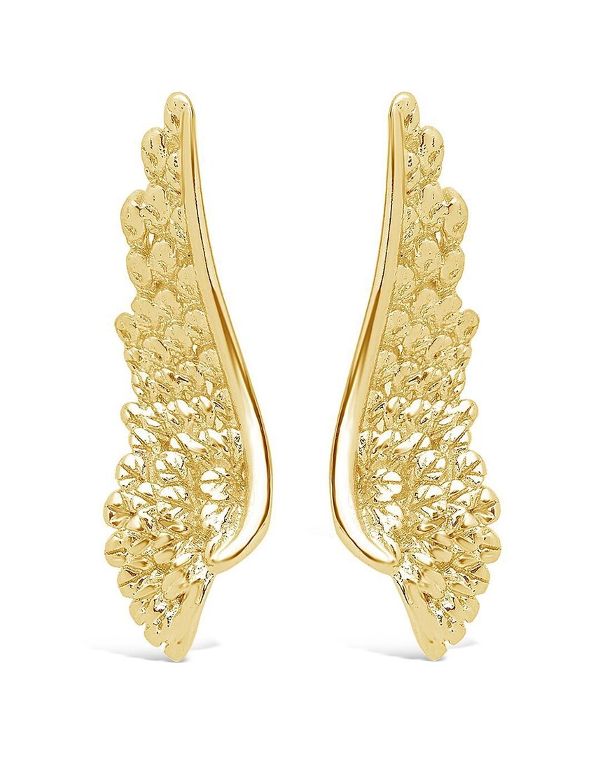 Sterling Forever 14k Plated Angel Wing Ear Crawlers
