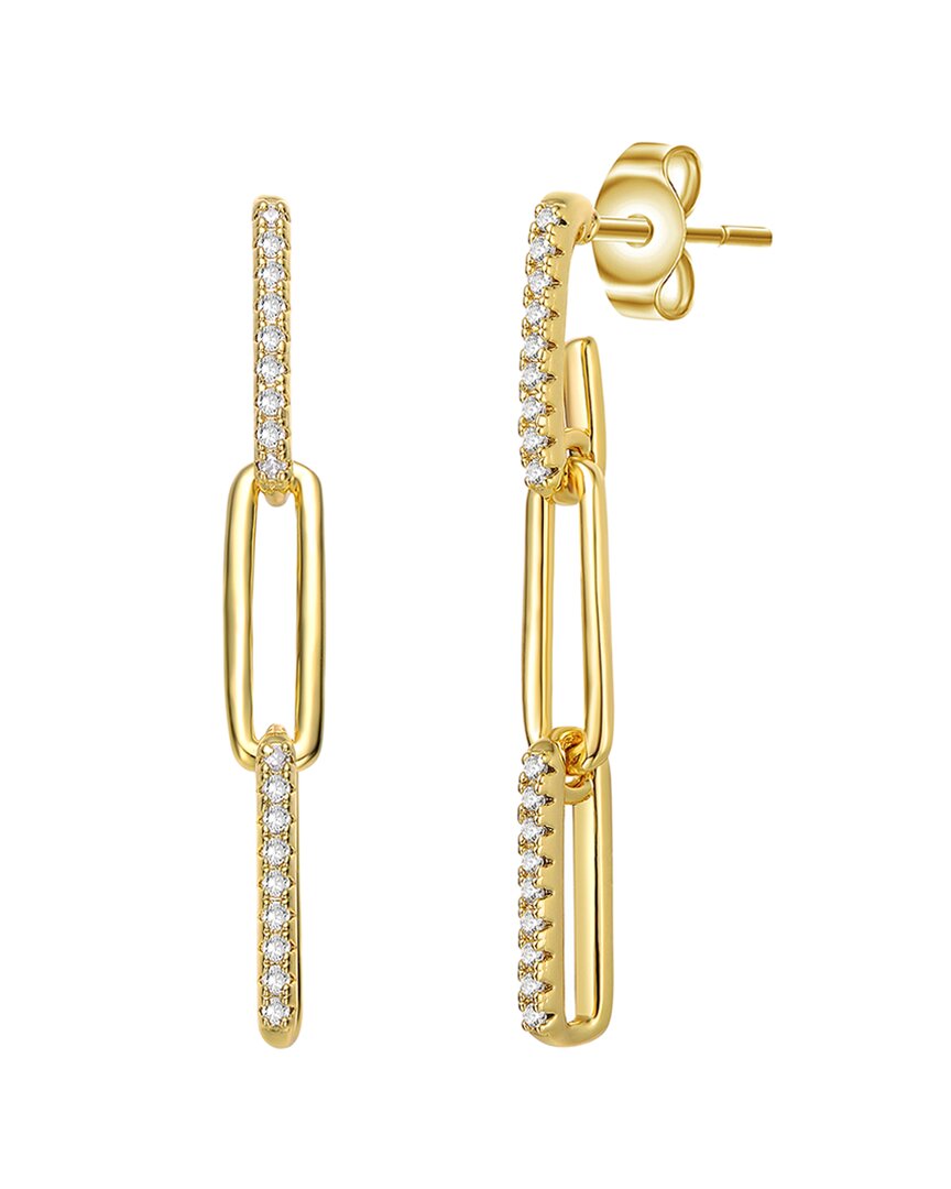 Rachel Glauber 14k Plated Cz Triple Cable Chain Drop Earrings