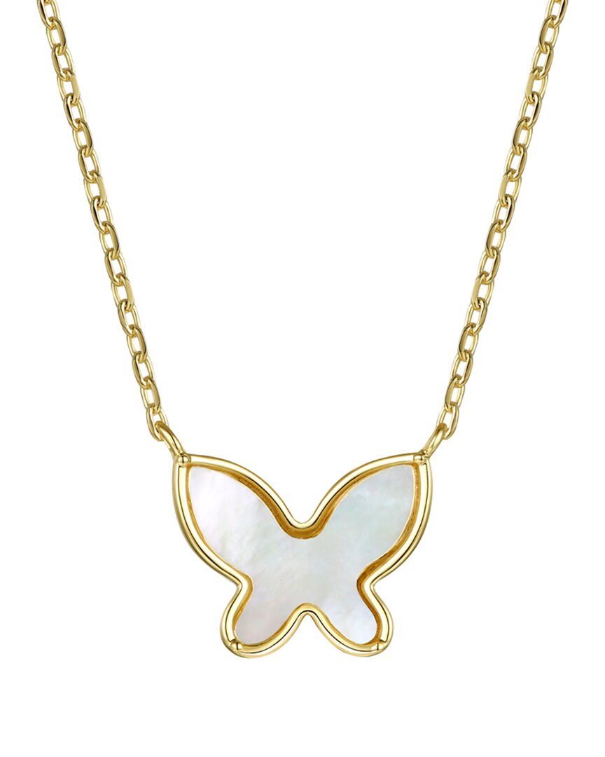 Genevive 14k Over Silver Cz Butterfly Pendant Necklace