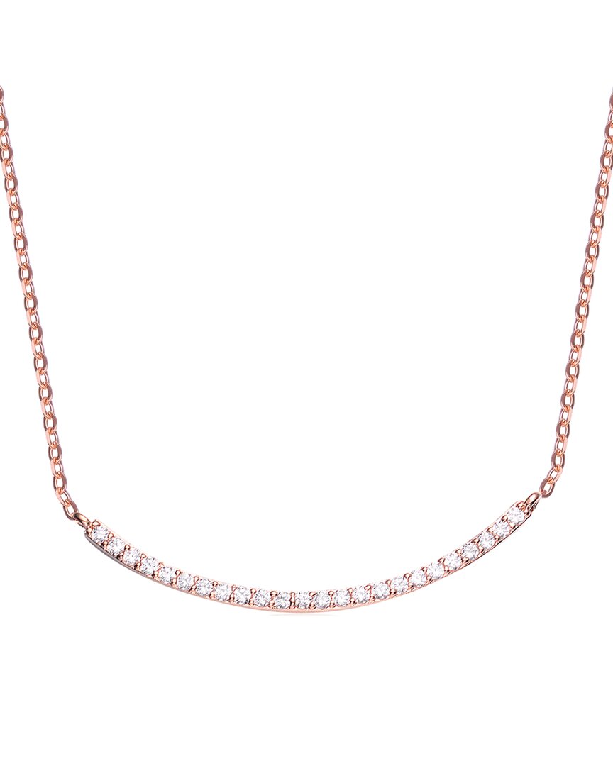 Genevive 18k Rose Gold Vermeil Cz Curved Necklace