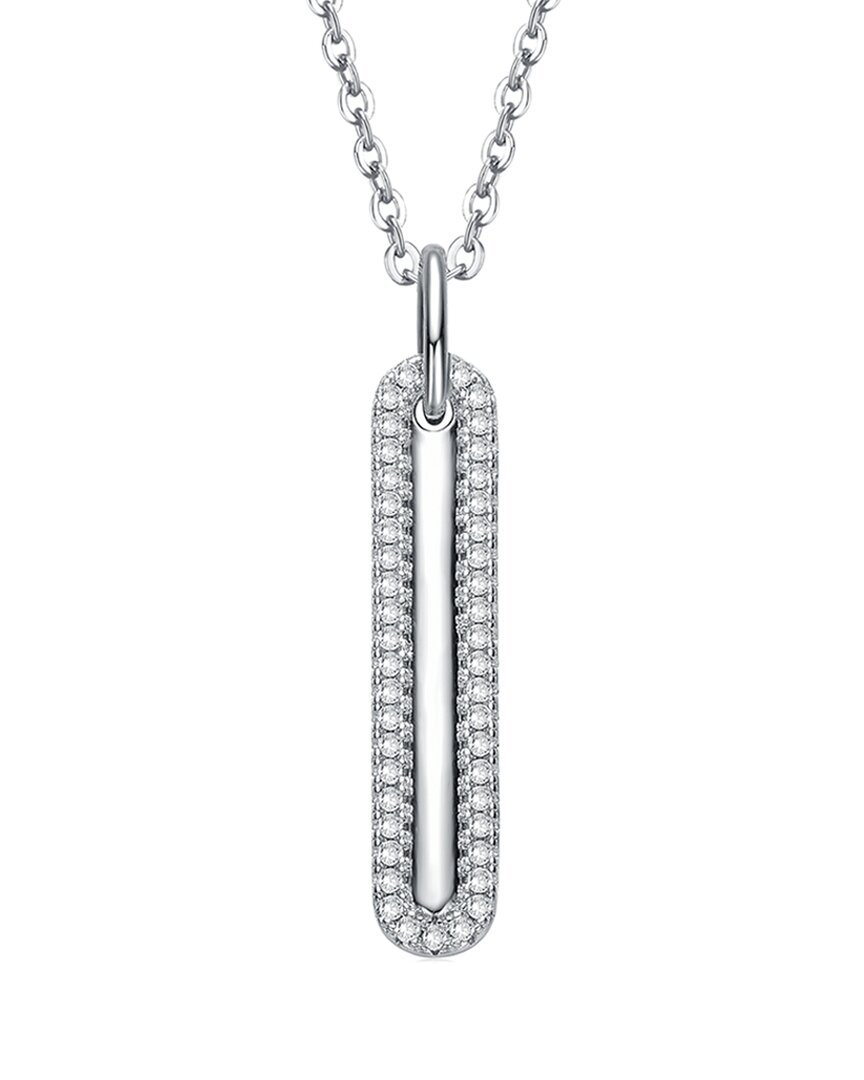 Genevive Silver Cz Long Pendant Necklace