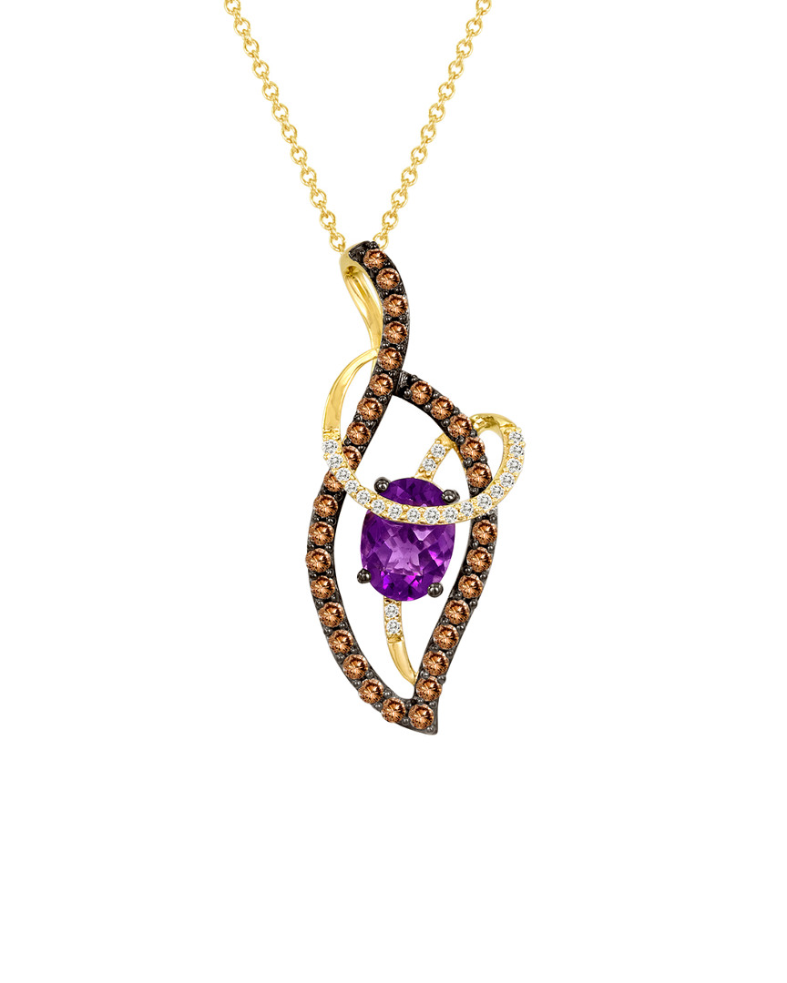 Le Vian 14k Yellow Gold 1.59 Ct. Tw. Diamond & Amethyst Necklace