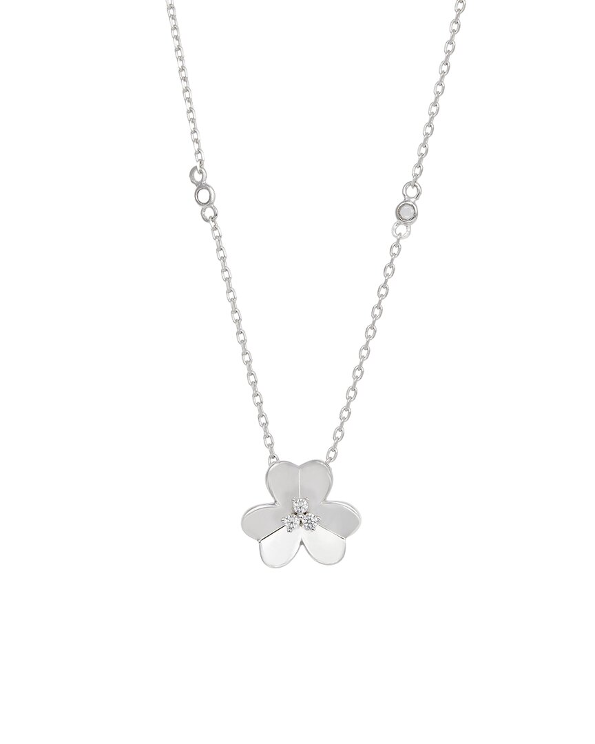 Savvy Cie Silver Cz Station Necklace