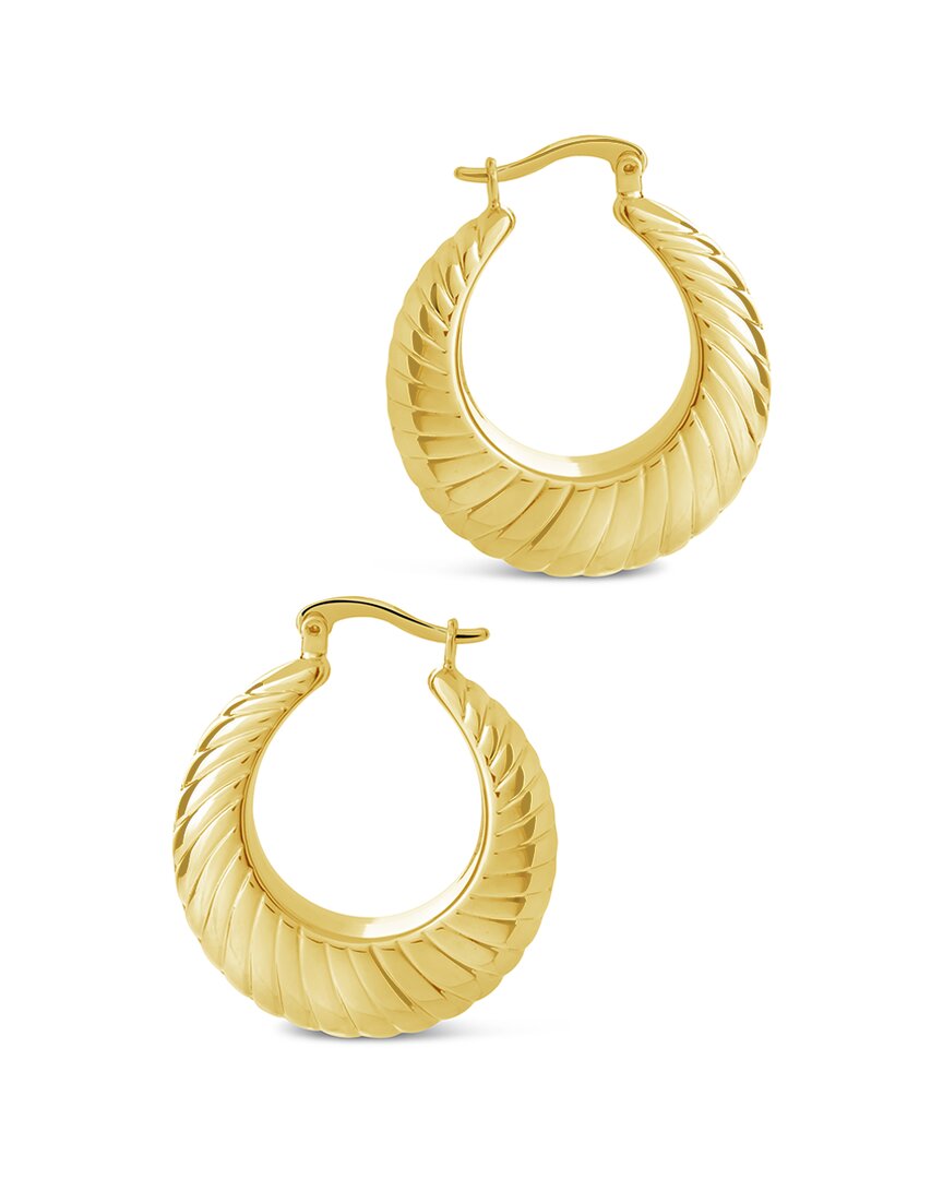 Sterling Forever 14k Plated Maria Textured Bubble Hoops In Yellow