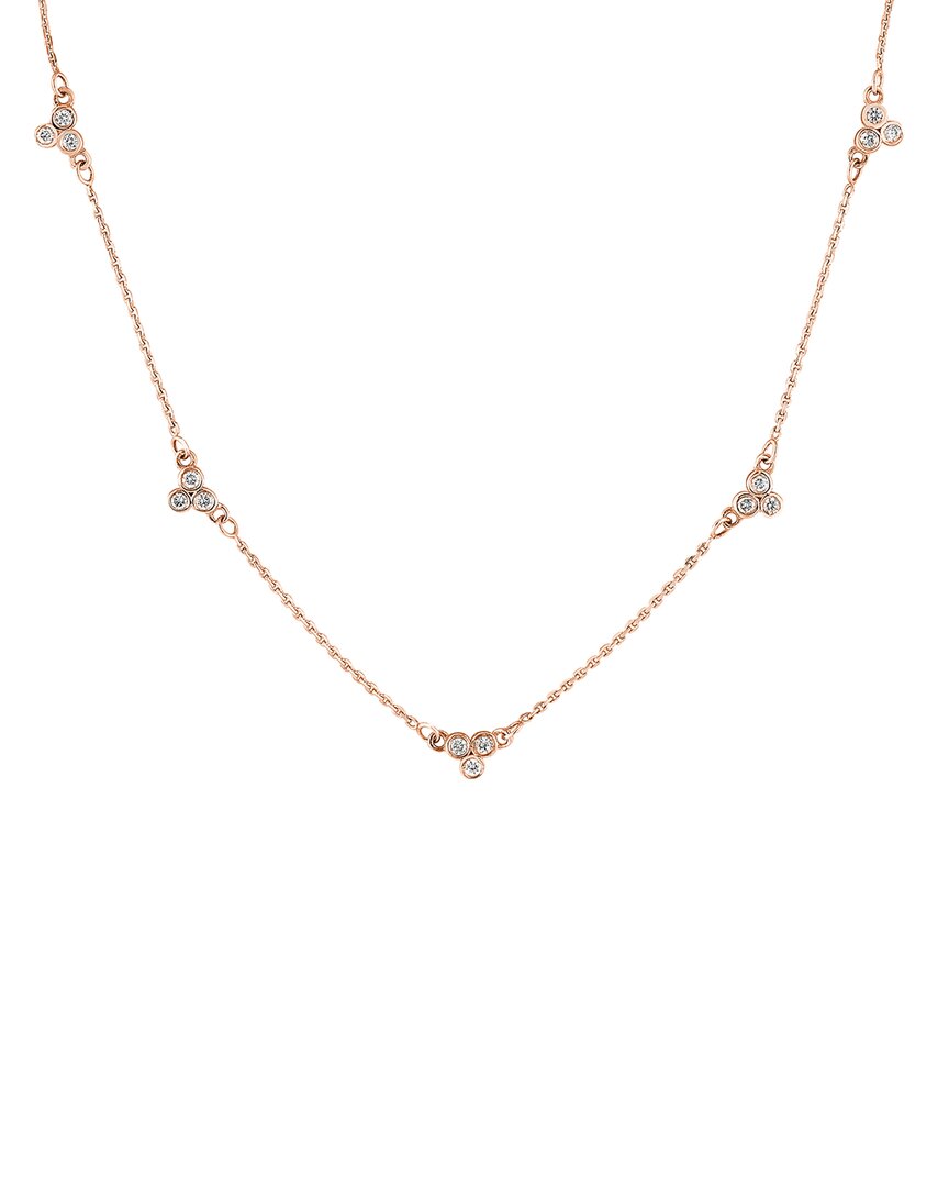 Pure Gold 14k Rose Gold 0.15 Ct. Tw. Diamond Necklace